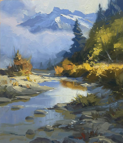 Mountain Stream 12x14" Oil on Board